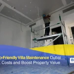 Professional villa maintenance Dubai service with workers carrying out ceiling and interior maintenance inside a villa.