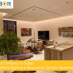 Modern living room renovation by renovation company in Dubai