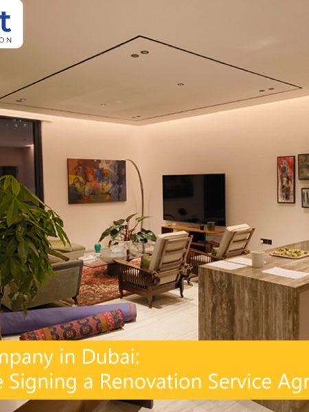Modern living room renovation by renovation company in Dubai