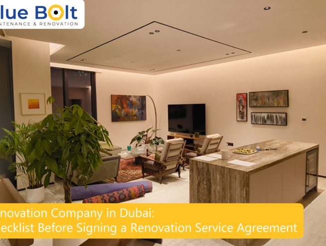Modern living room renovation by renovation company in Dubai