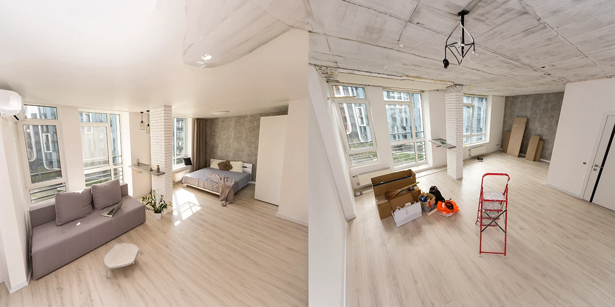Before and after home renovation by renovation company in Dubai