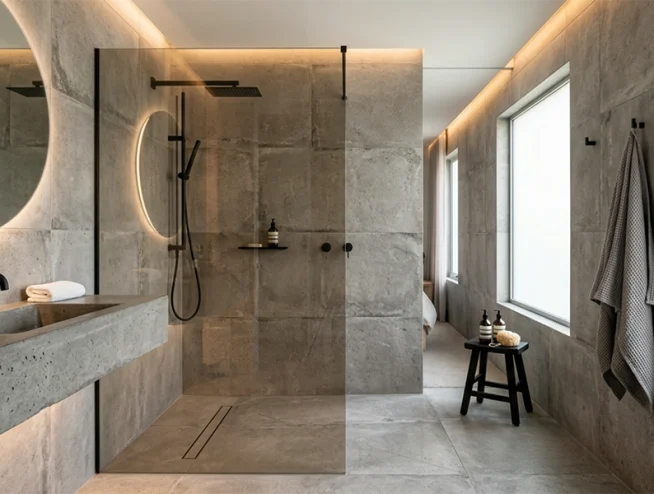 Bathroom Renovation Company in Dubai: Is Microcement a Good Choice for Modern Bathrooms? Bathroom renovation company in Dubai microcement bathroom design