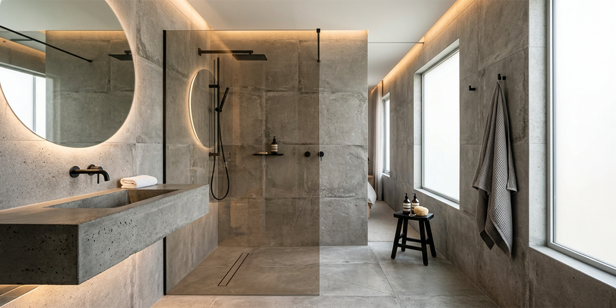 Bathroom renovation company in Dubai microcement bathroom design