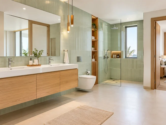 Bathroom remodeling company Dubai creating a connected bedroom and bathroom interior