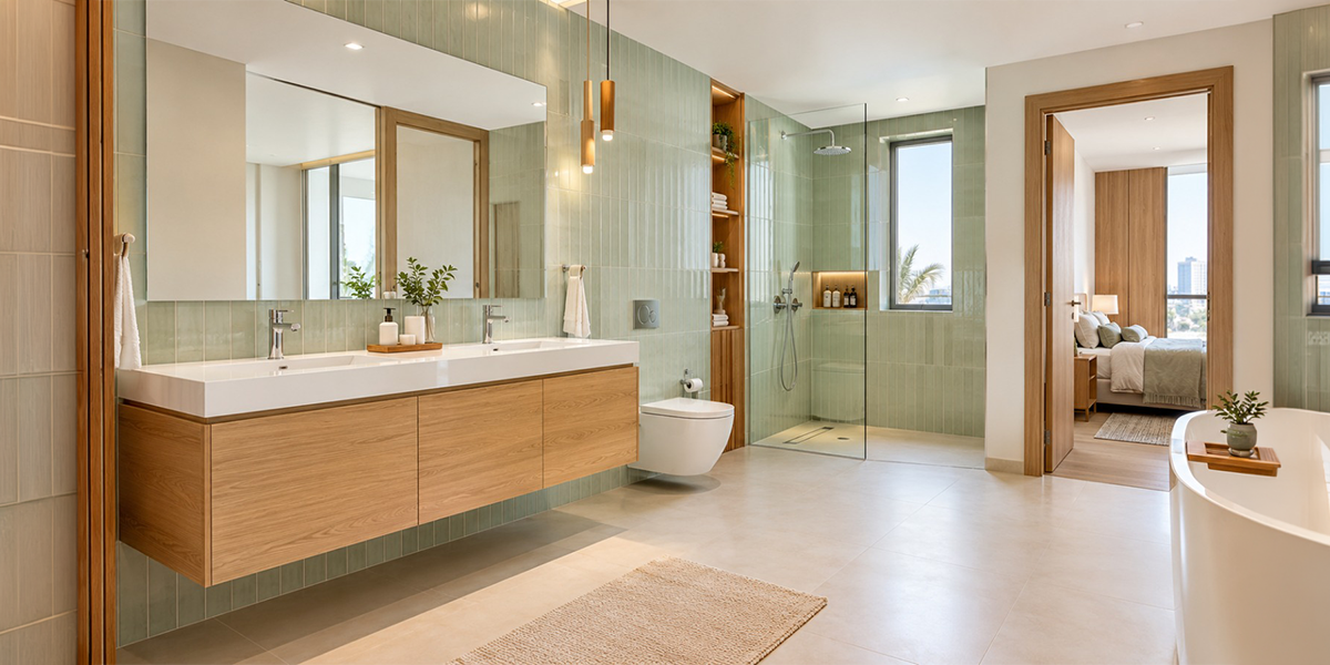 Bathroom remodeling company Dubai creating a connected bedroom and bathroom interior