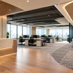 Renovation service Dubai office with material transitions